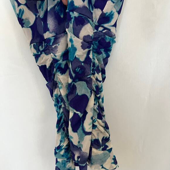 Elle top women’s size medium blue floral print v neck sleeveless tank VTG Y2K - Picture 3 of 4